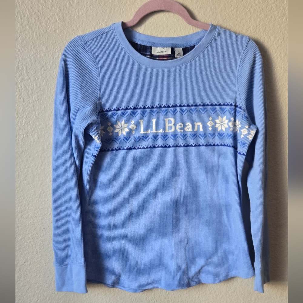 L.L. Bean Women’s Blue Cotton Blend Long Sleeve Knit Top Size Small